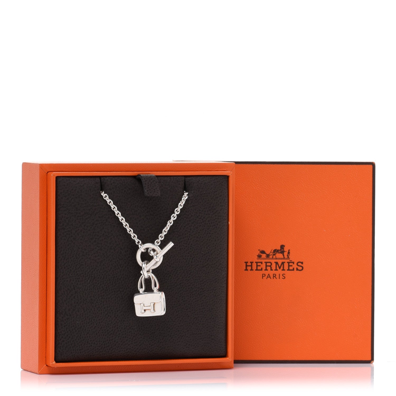 Hermes Sterling Silver Constance Amulettes Pendant Necklace 5 of 5