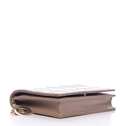 Christian Dior Lambskin Cannage Lady Dior Chain Wallet Dark Beige 4 of 11