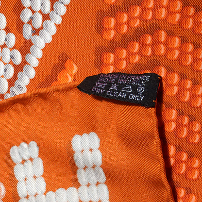 Hermes Silk Giant Twill Lave Kelly En Perles Scarf 140 Orange 4 of 4