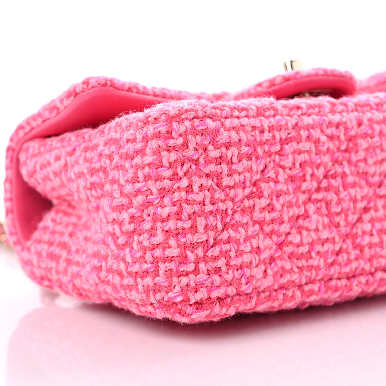 Chanel Wool Tweed Quilted Mini Rectangular Flap Dark Pink Fuchsia 8 of 10