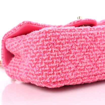 Chanel Wool Tweed Quilted Mini Rectangular Flap Dark Pink Fuchsia 8 of 10