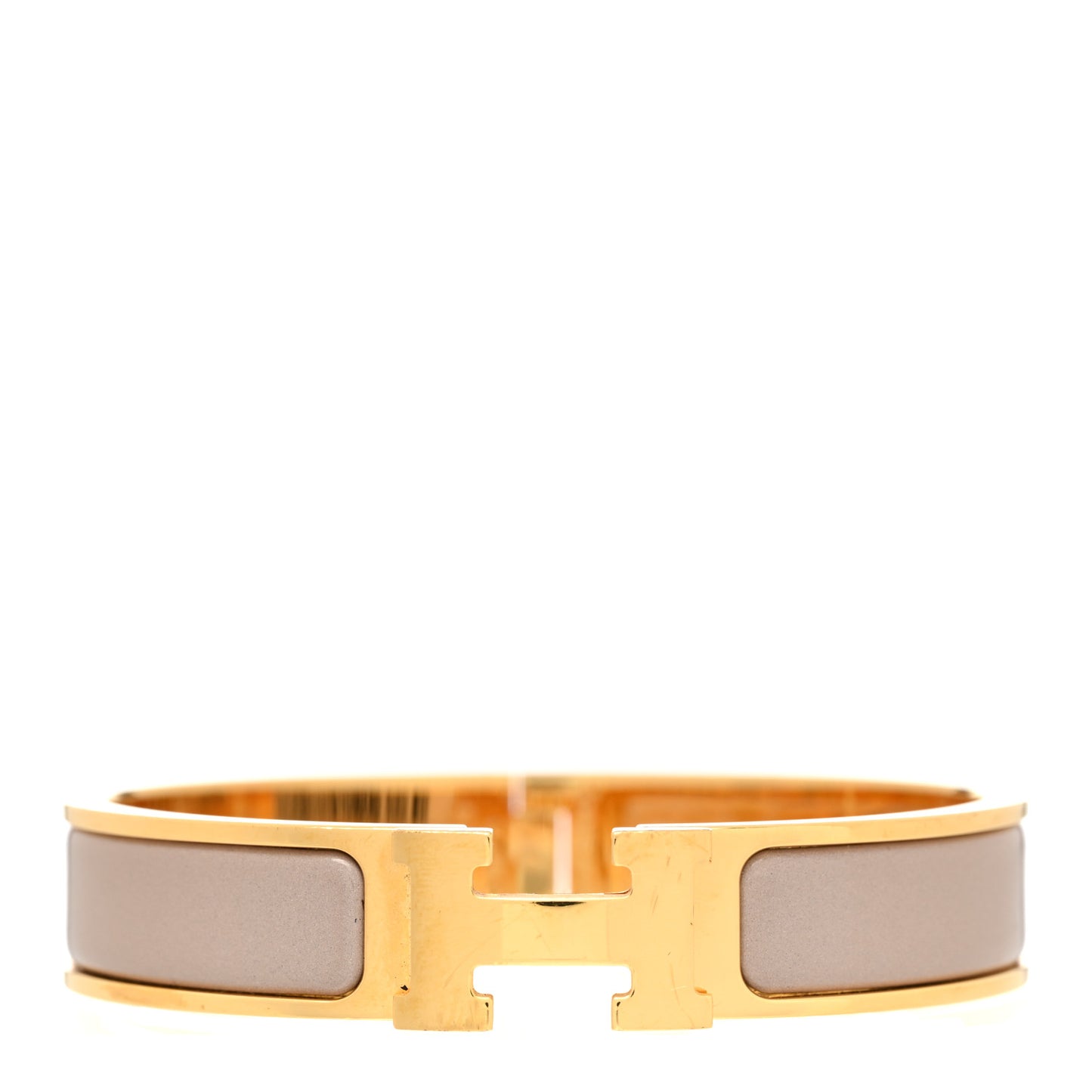 Enamel Narrow Clic Clac H Bracelet PM Marron Glace