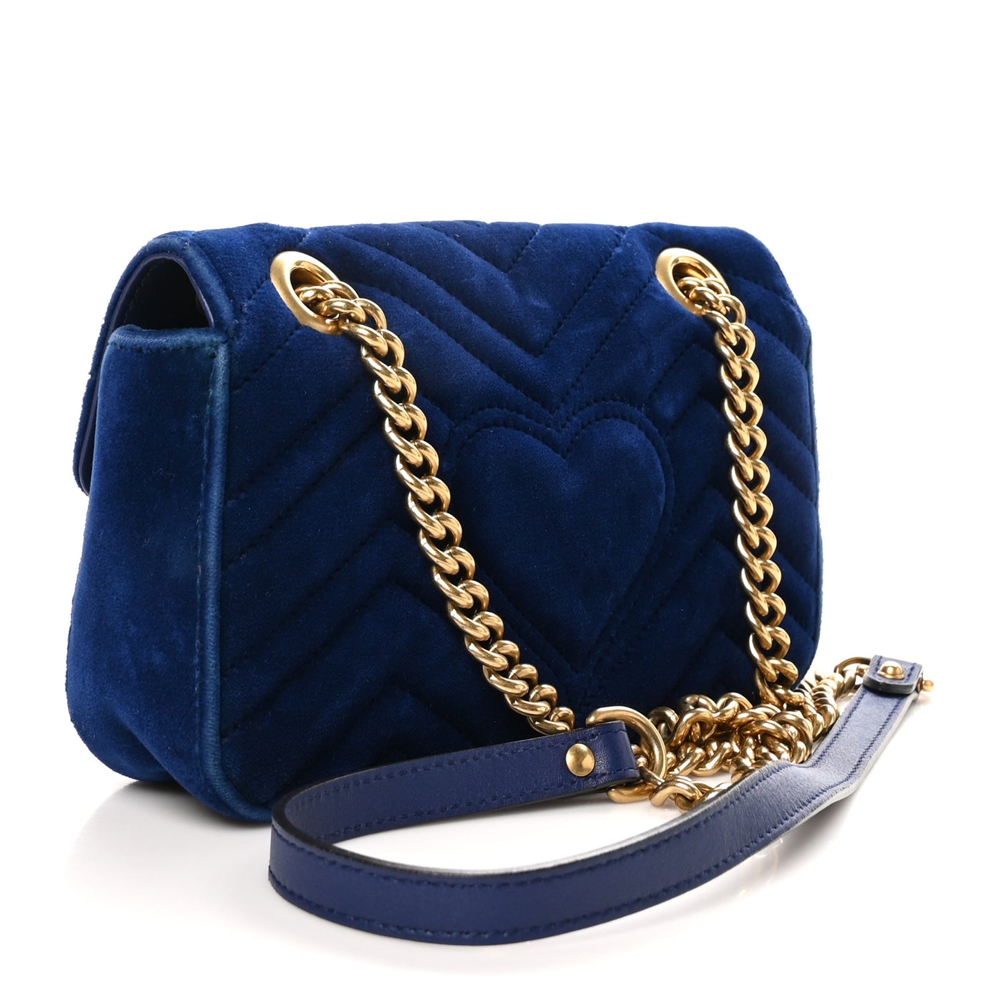 Velvet Matelasse Mini GG Marmont Shoulder Bag Cobalt Blue