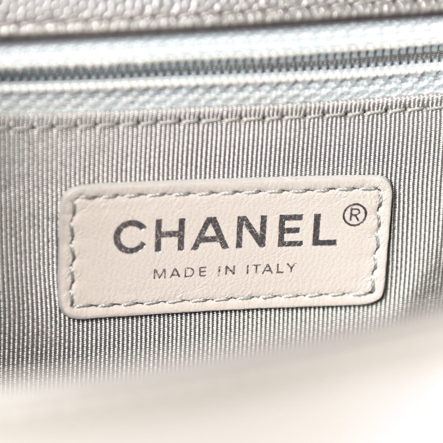 Metallic Caviar Chevron Quilted Large Boy Flap Silver