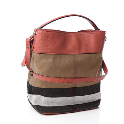 Burberry Canvas Mega Check Medium Ashby Tassel Hobo Cinnamon Red 2 of 9