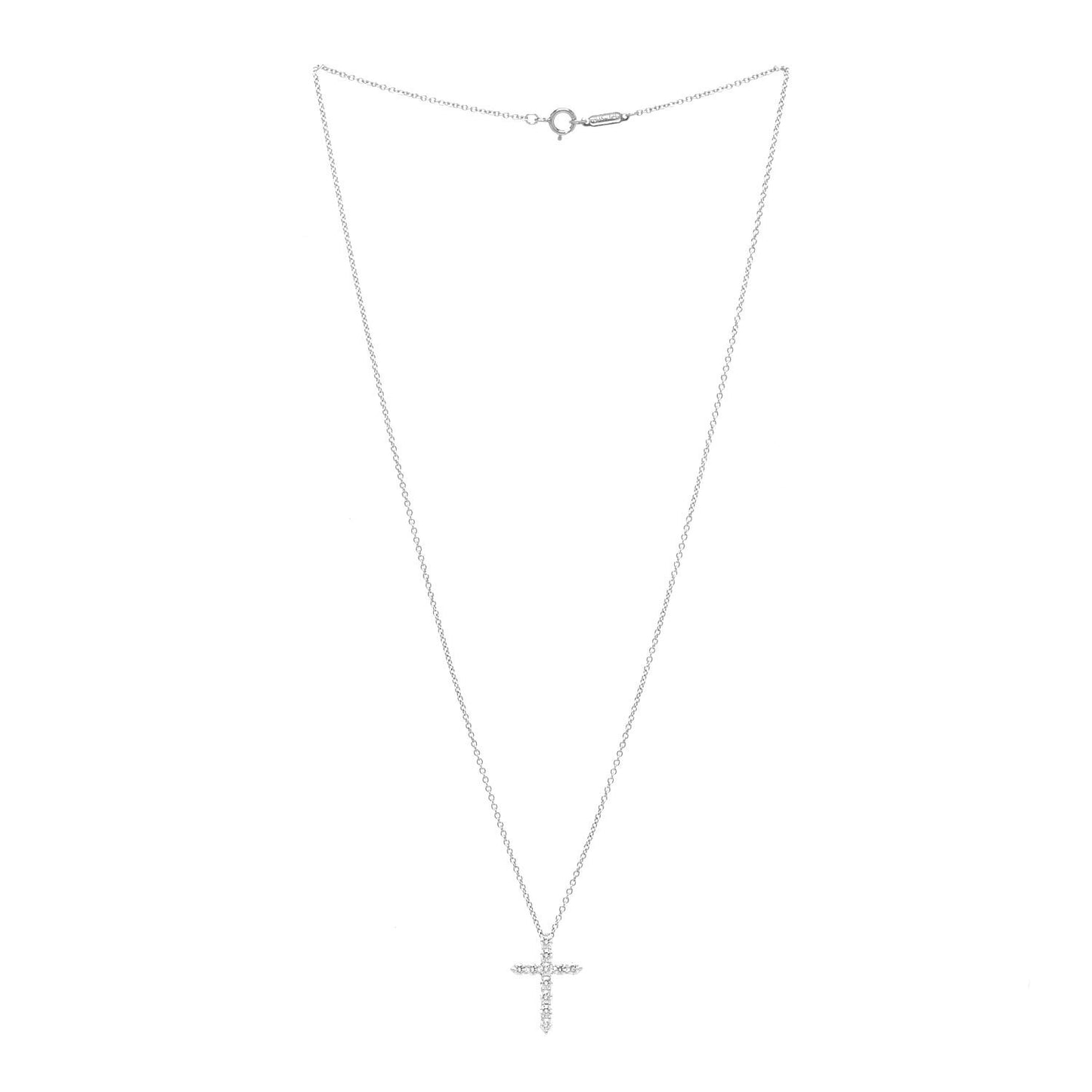 Platinum Diamond Small Cross Pendant Necklace