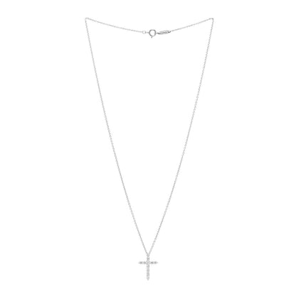 Tiffany Platinum Diamond Small Cross Pendant Necklace 3 of 6
