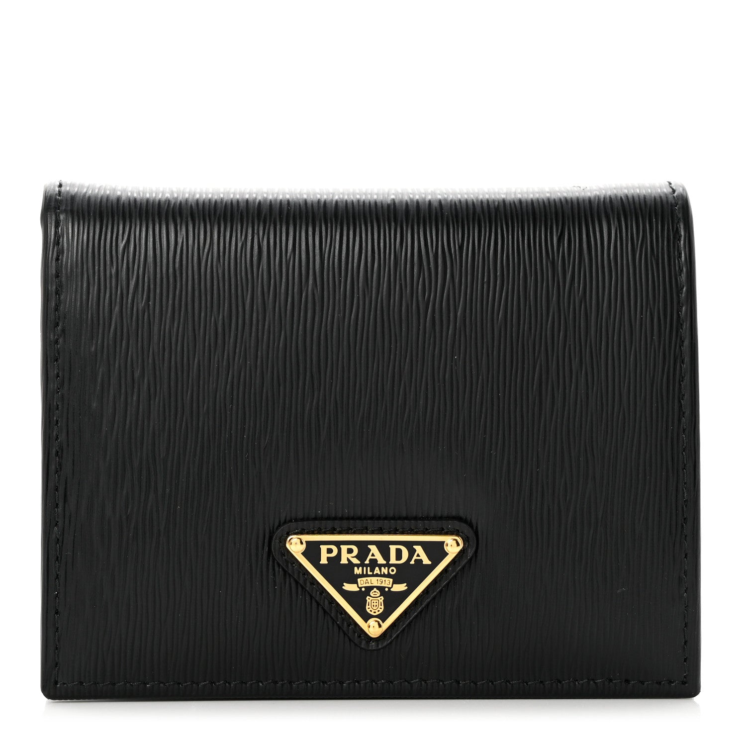 Prada Vitello Move Triangle Card Holder Wallet Black 1 of 6
