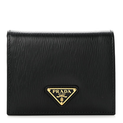 Prada Vitello Move Triangle Card Holder Wallet Black 1 of 6