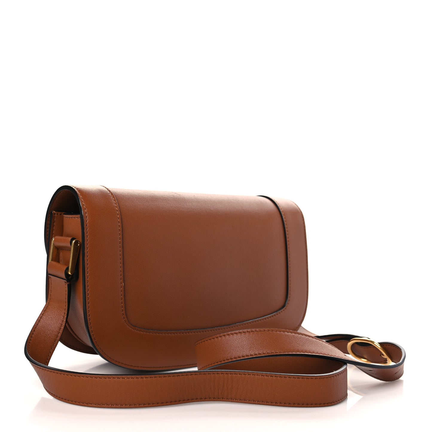 Smooth Calfskin Supervee Shoulder Bag Saddle Brown