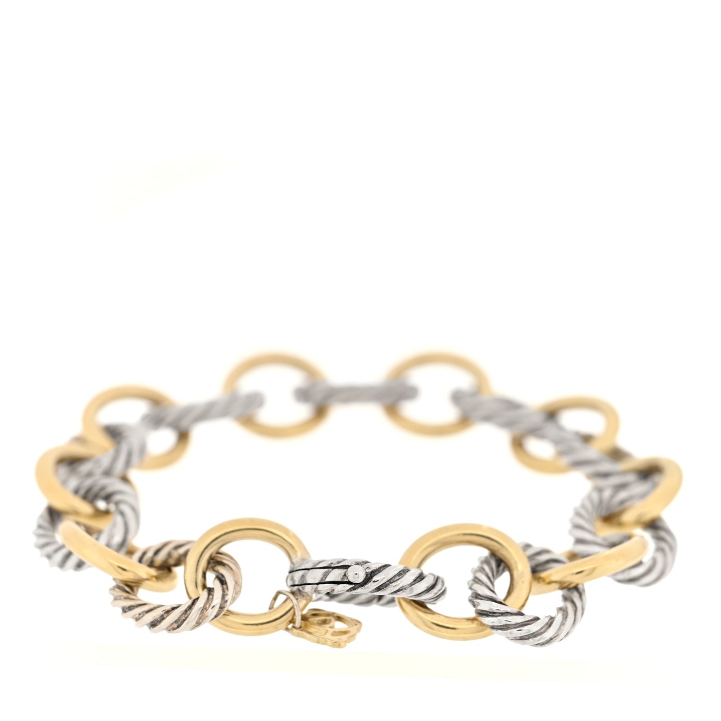 Sterling Silver 18K Yellow Gold 12mm Large Oval Link Bracelet