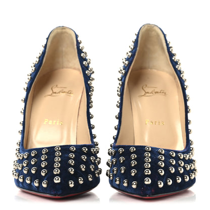 Christian Louboutin Velvet Specchio Billy Spikes Pumps 41 Silver Eclipse 3 of 8