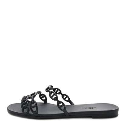 Hermes Rubber Chaine d'Ancre Rivage Sandals 37 Black 1 of 8