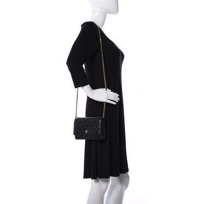 Chanel Lambskin Quilted Wallet On Chain WOC Black 2 of 9