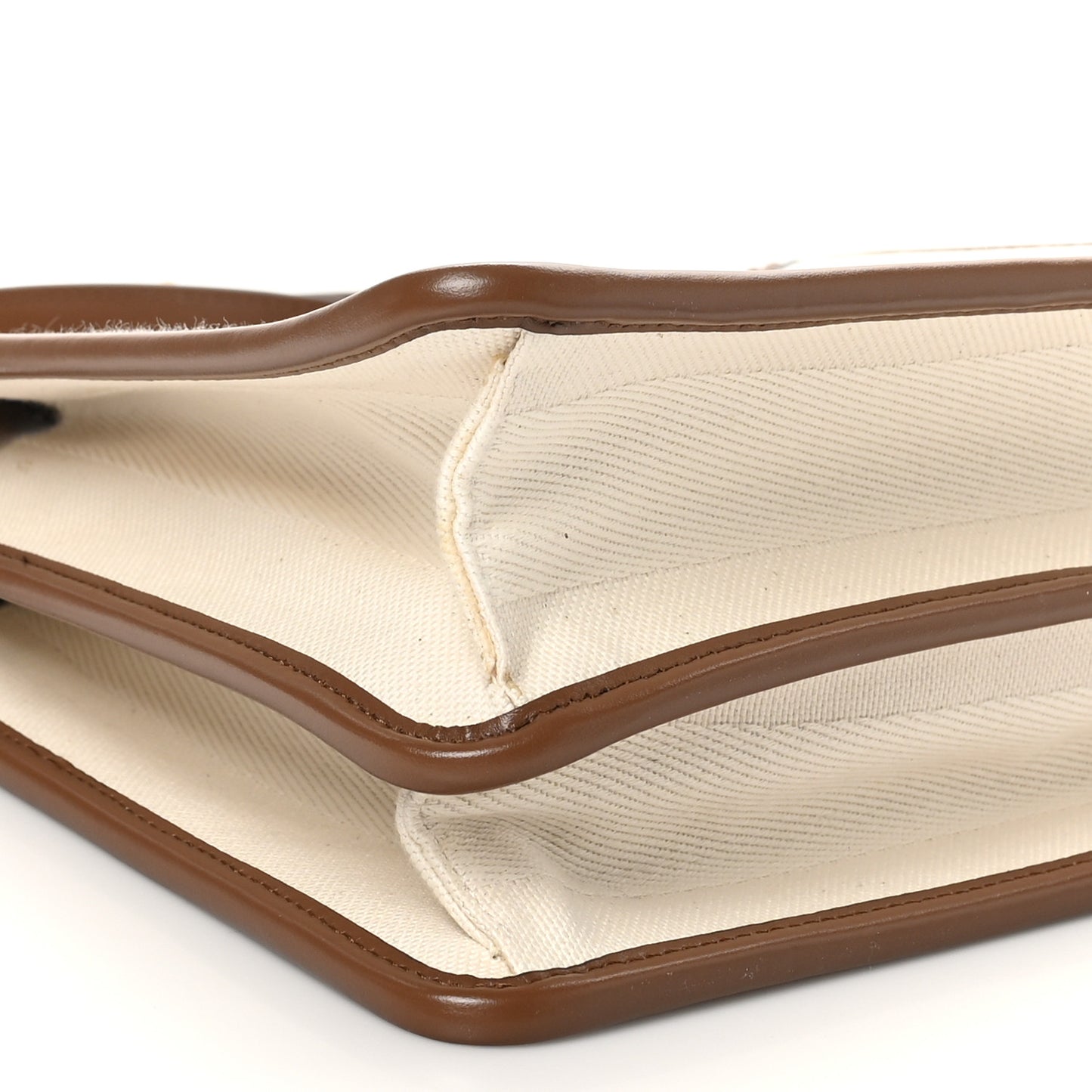 Canvas Pequin Calfskin Ceylon Medium Peekaboo I SEE U Satchel Grezzo Gianduia