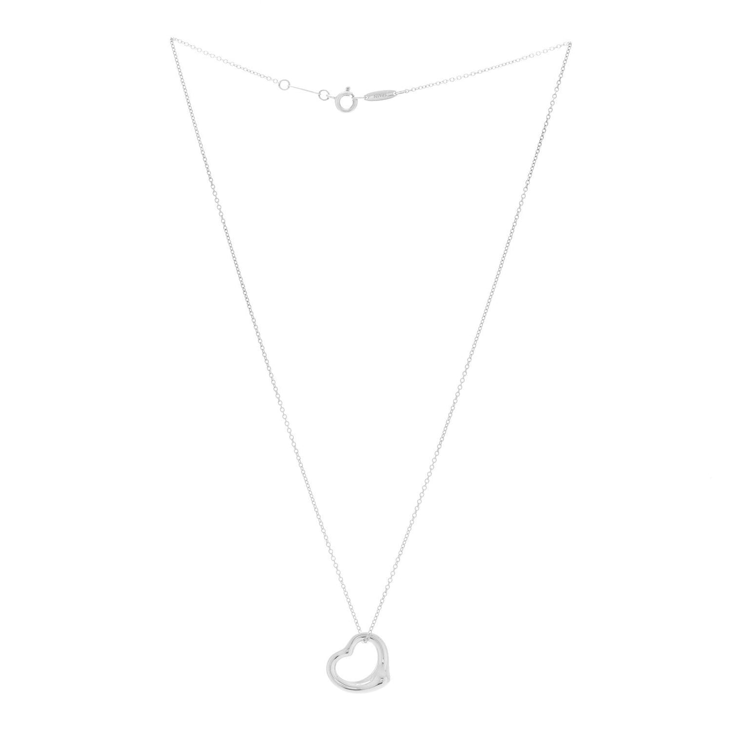 Sterling Silver 16mm Elsa Peretti Open Heart Pendant Necklace