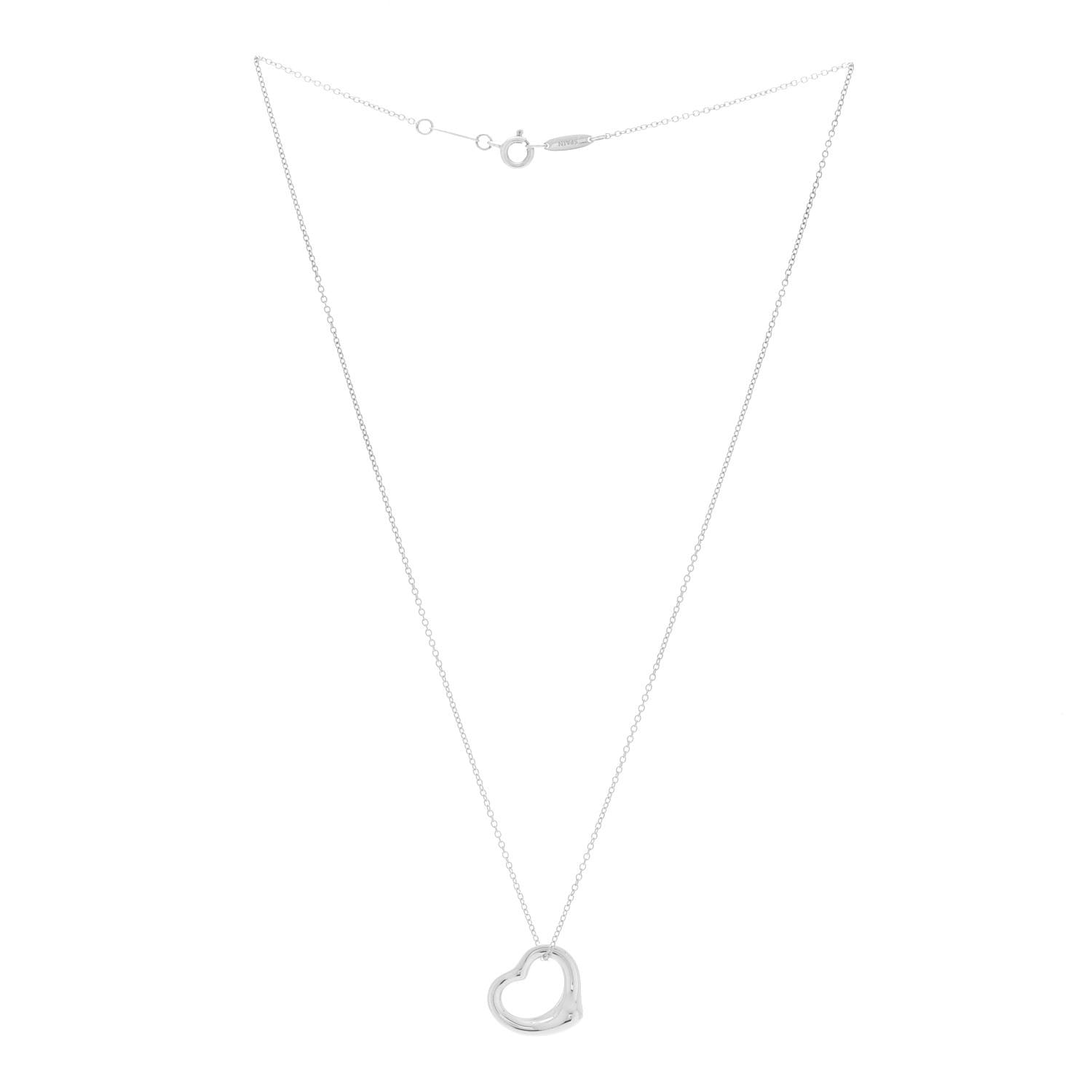 Tiffany Sterling Silver 16mm Elsa Peretti Open Heart Pendant Necklace 3 of 6