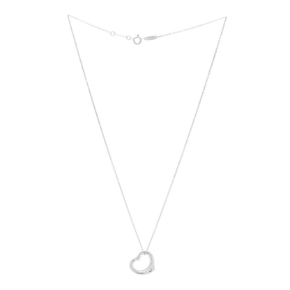 Tiffany Sterling Silver 16mm Elsa Peretti Open Heart Pendant Necklace 3 of 6