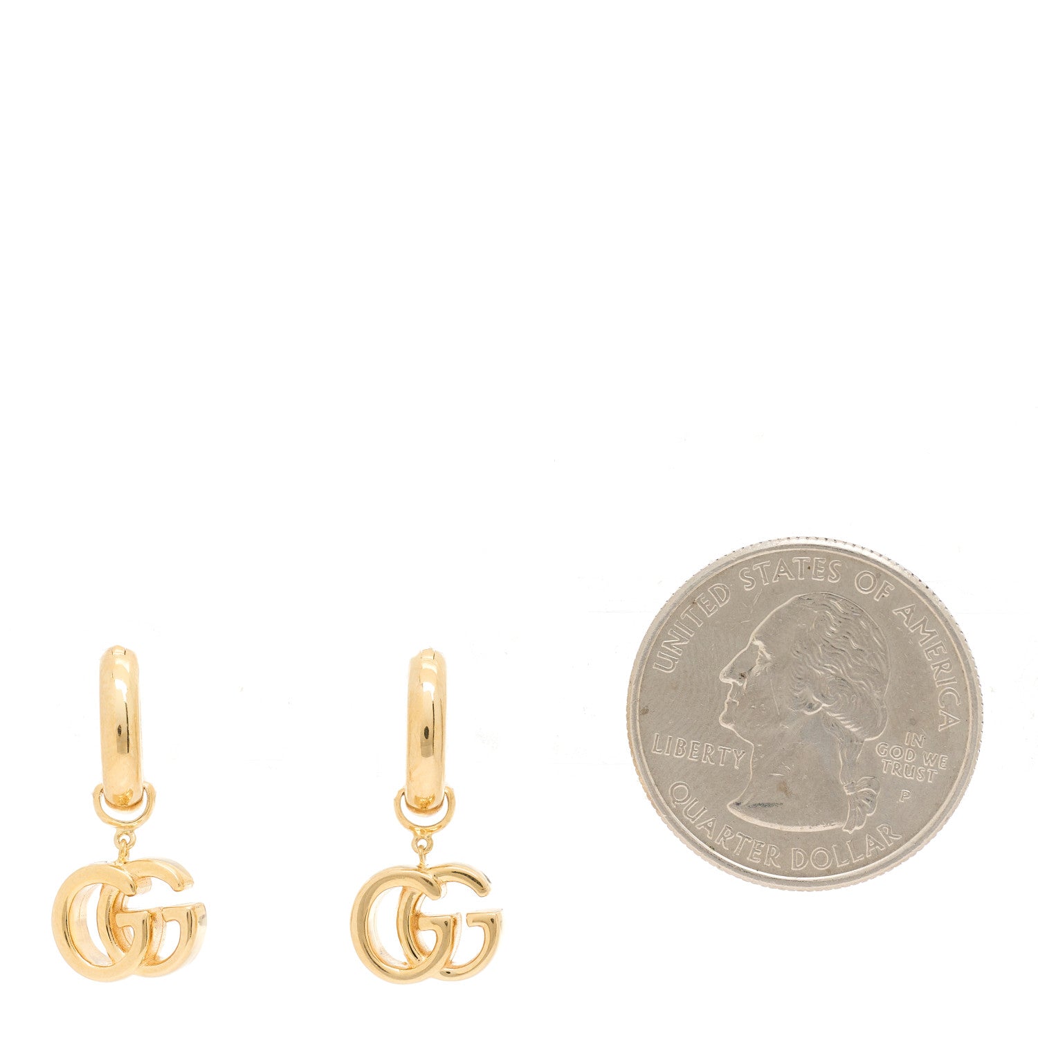 Gucci 18K Yellow Gold Running G Drop Hoop Earrings 2 of 5