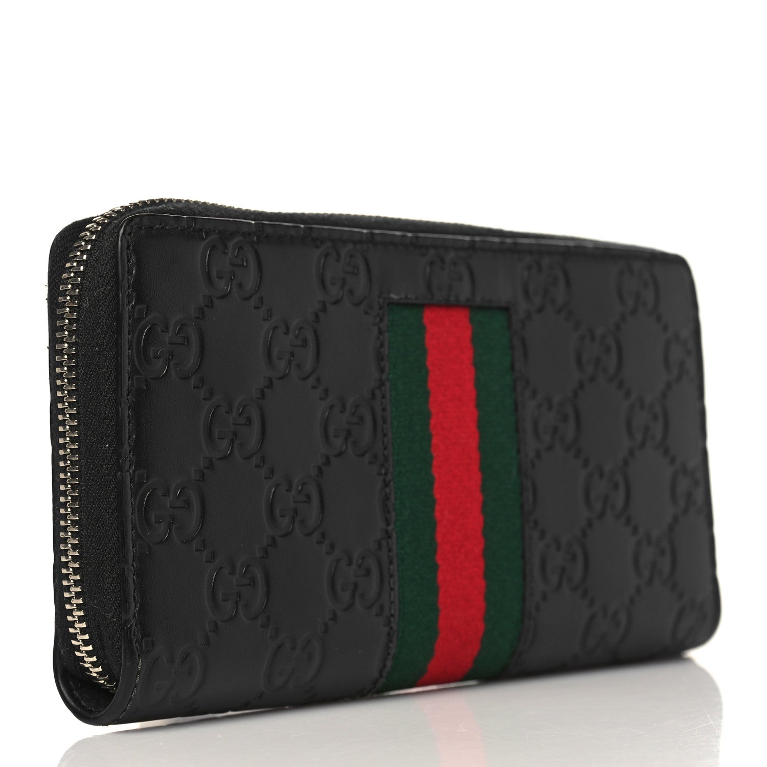 Gucci Guccissima Web Zip Around Wallet Black 3 of 7