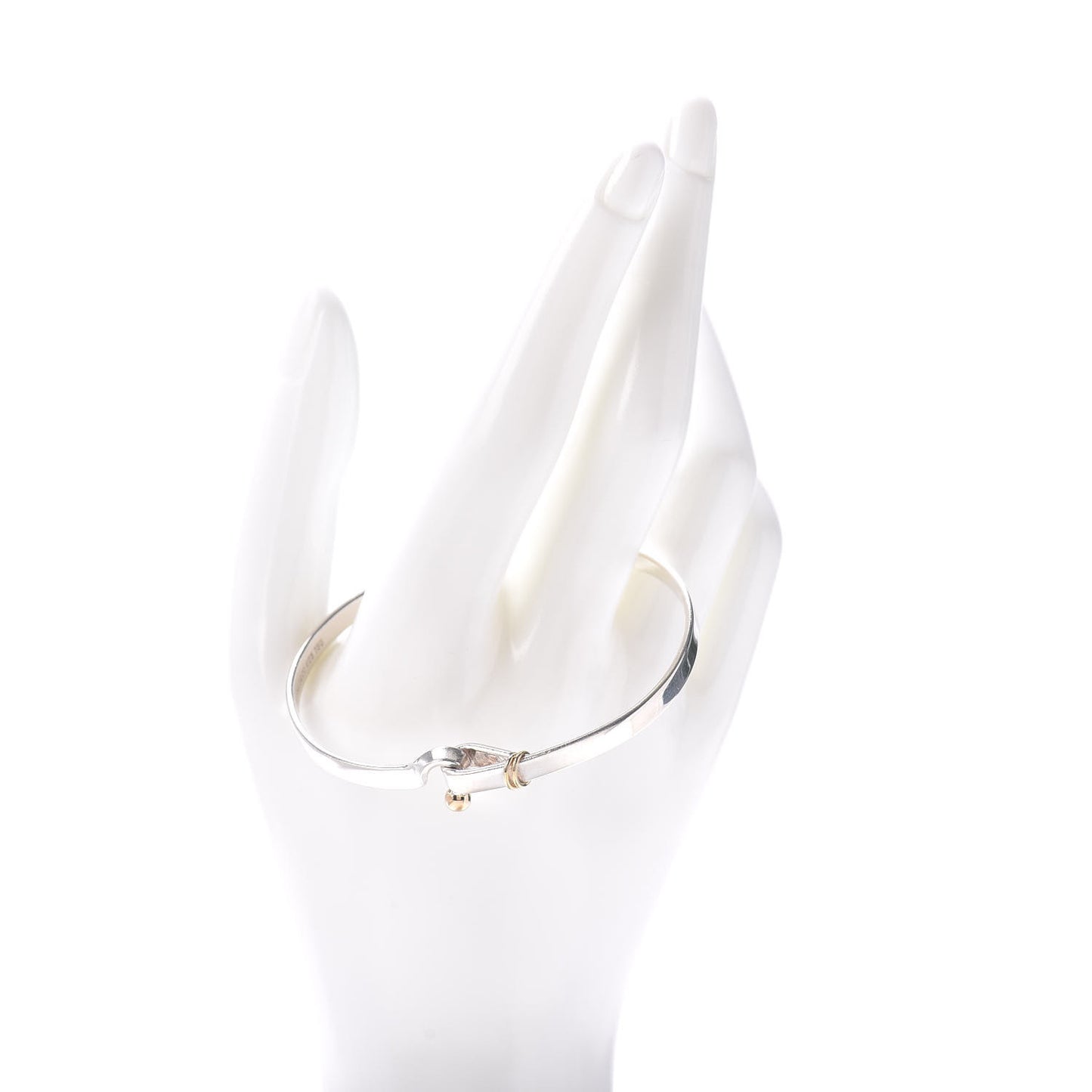 Sterling Silver 18K Yellow Gold Hook Eye Bangle Bracelet
