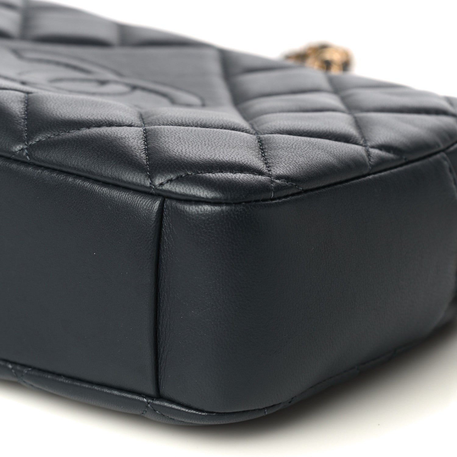 Chanel Lambskin Diamond CC Small Camera Case Dark Blue 10 of 11