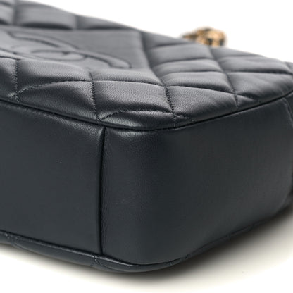 Chanel Lambskin Diamond CC Small Camera Case Dark Blue 10 of 11