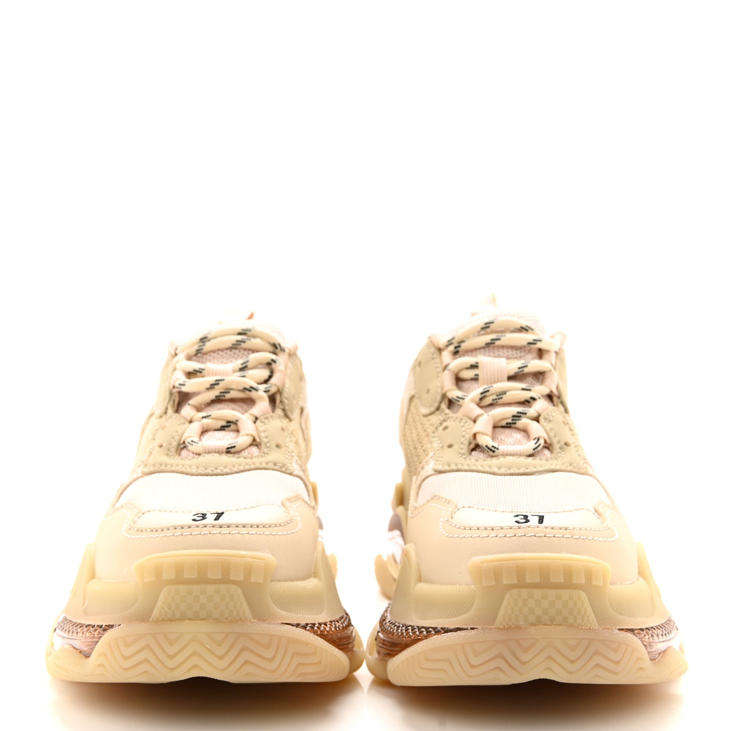 Fabric Mesh Clear Sole Womens Triple S Sneakers 37 Beige