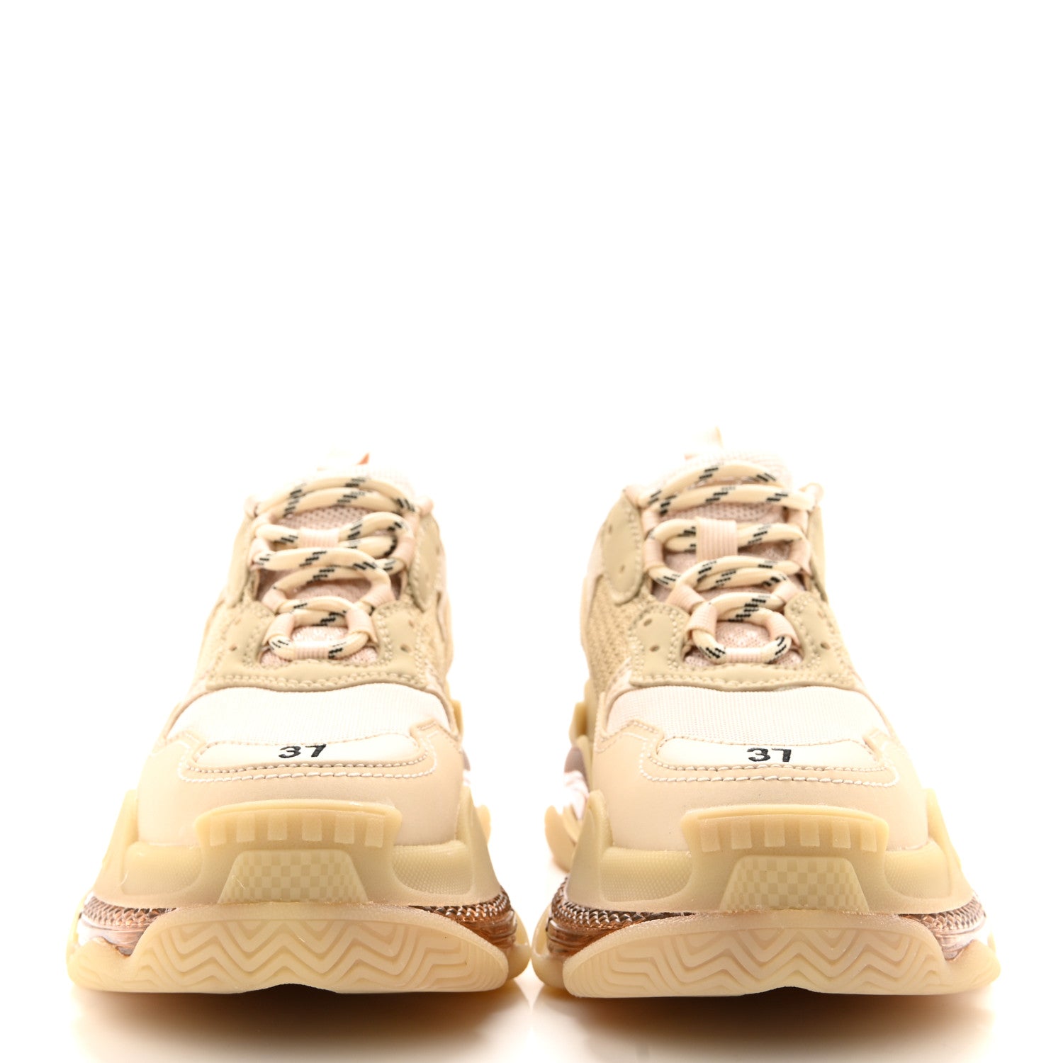 Balenciaga Fabric Mesh Clear Sole Womens Triple S Sneakers 37 Beige 2 of 9