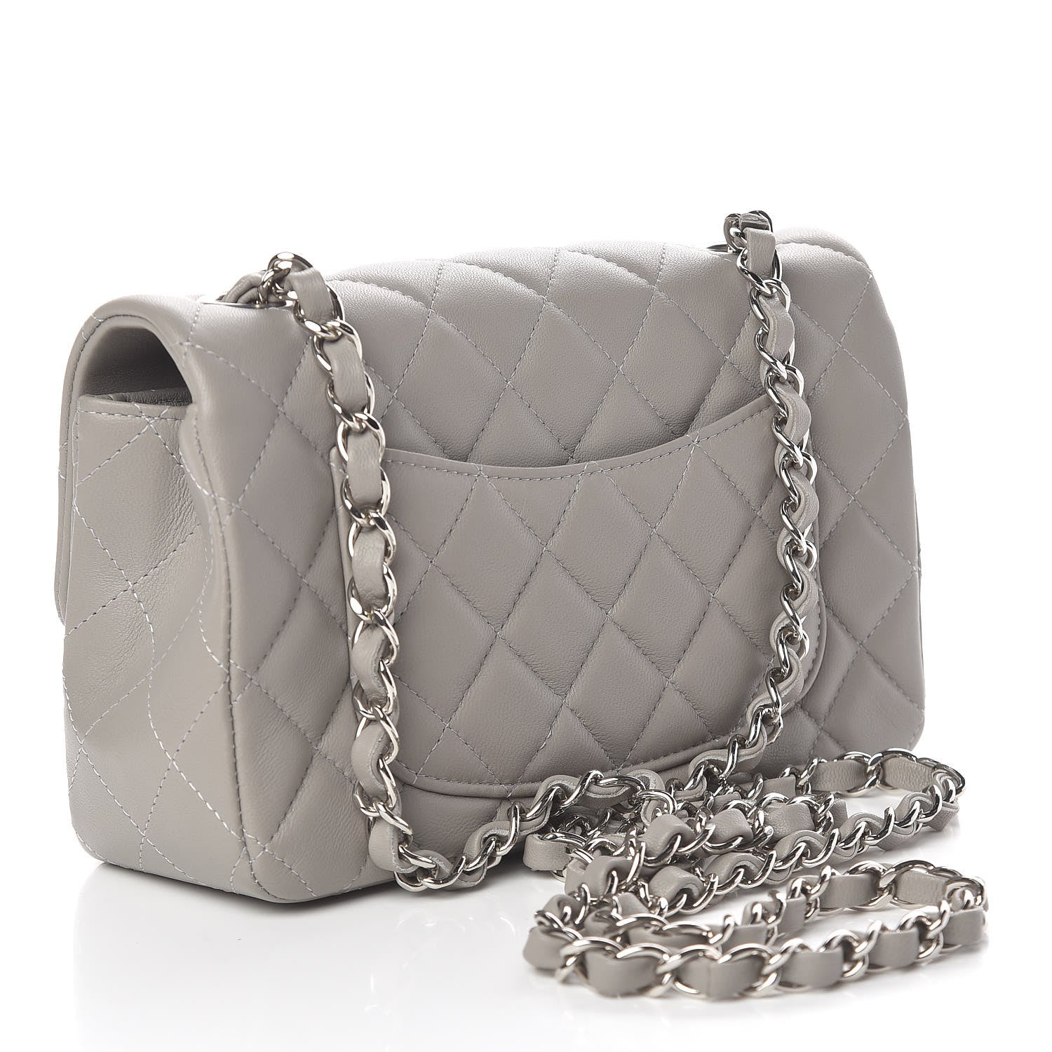 Chanel Lambskin Quilted Mini Rectangular Flap Grey 3 of 11