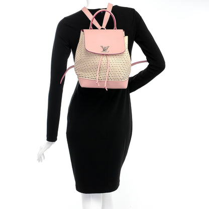 Louis Vuitton Perforated Calfskin Lockme Backpack Rose Poudre Creme 2 of 7