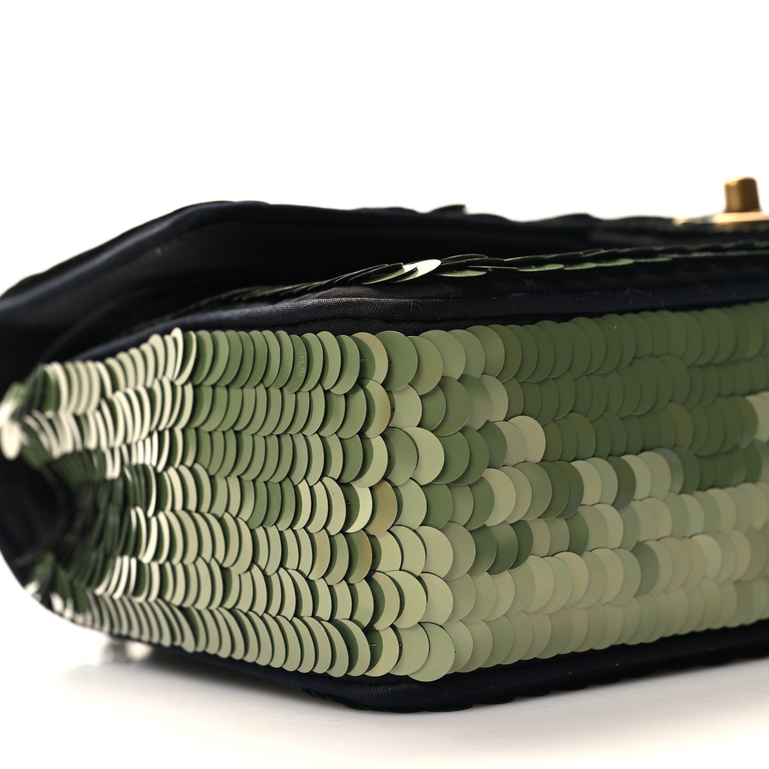 Chanel Satin Sequin Medium Paris Shanghai Double Flap Green 9 of 11