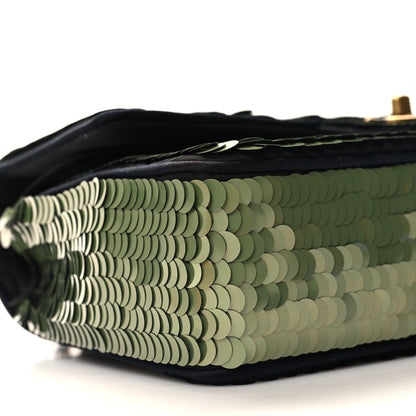 Chanel Satin Sequin Medium Paris Shanghai Double Flap Green 9 of 11