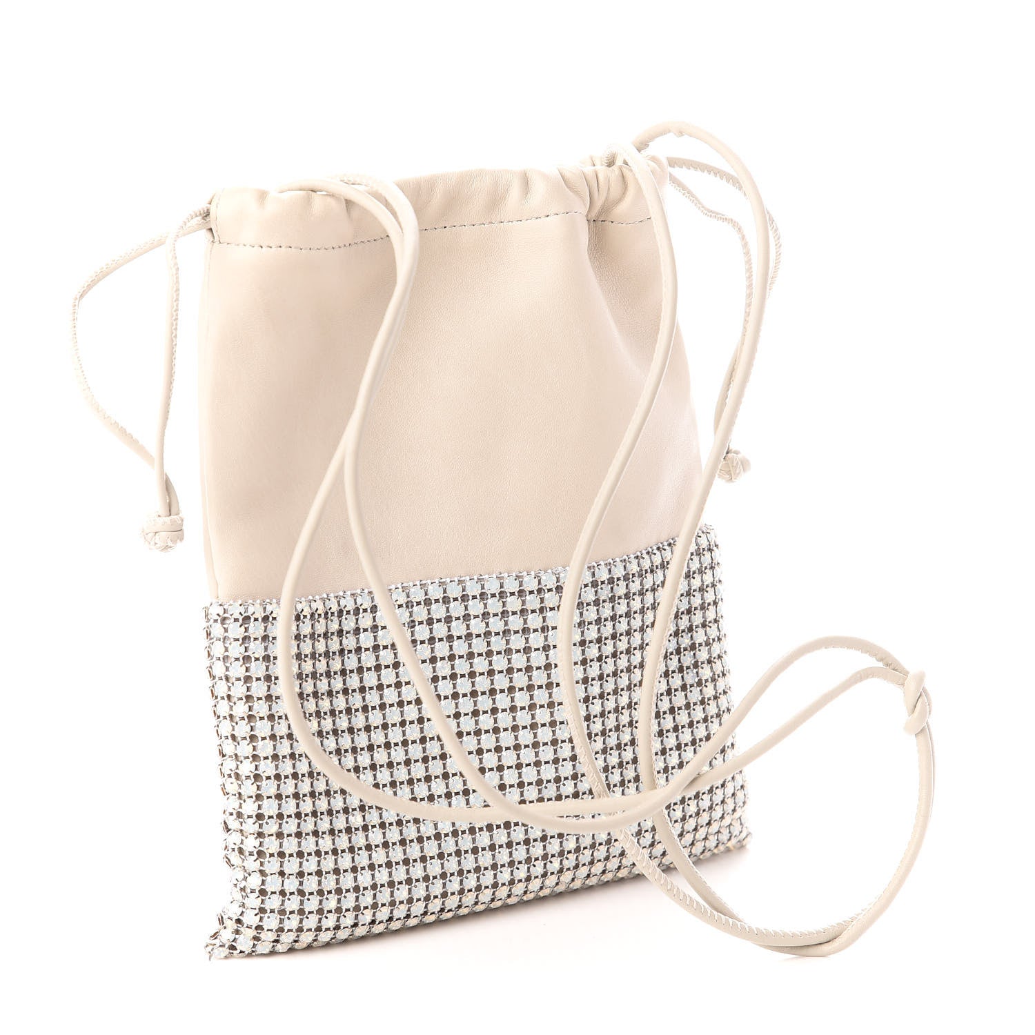 Alexander Wang Lambskin Crystal Rhinestone Ryan Mini Drawstring Bag Beige 3 of 10