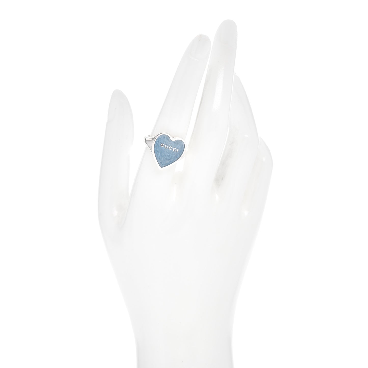 Sterling Silver Enamel Heart Ring Blue 56 7.5