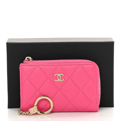 Chanel Caviar Quilted Zipped Key Holder Case Pink 9 of 9