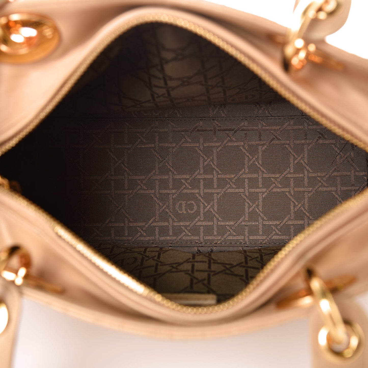 Lambskin Cannage Medium Lady Dior Beige