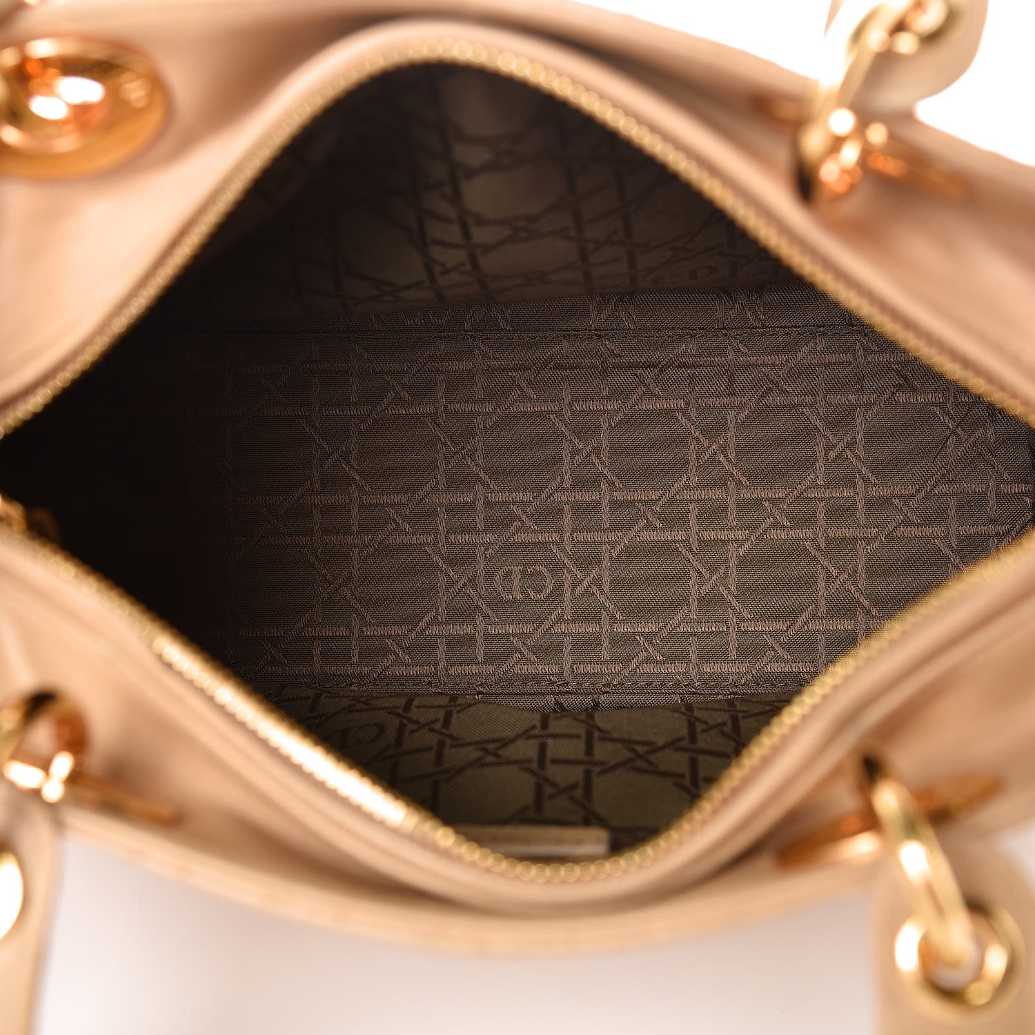 Christian Dior Lambskin Cannage Medium Lady Dior Beige 7 of 10