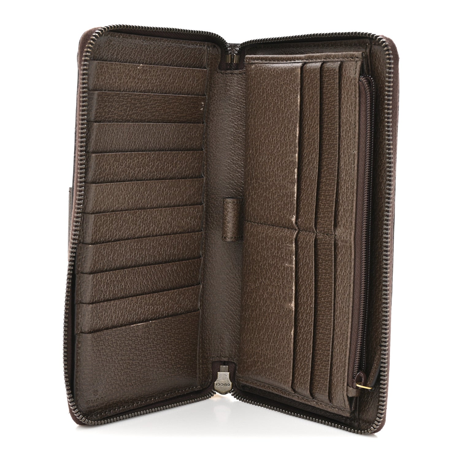 Gucci GG Supreme Monogram Web Ophidia Zip Around Phone Holder Wristlet Wallet Brown 5 of 11