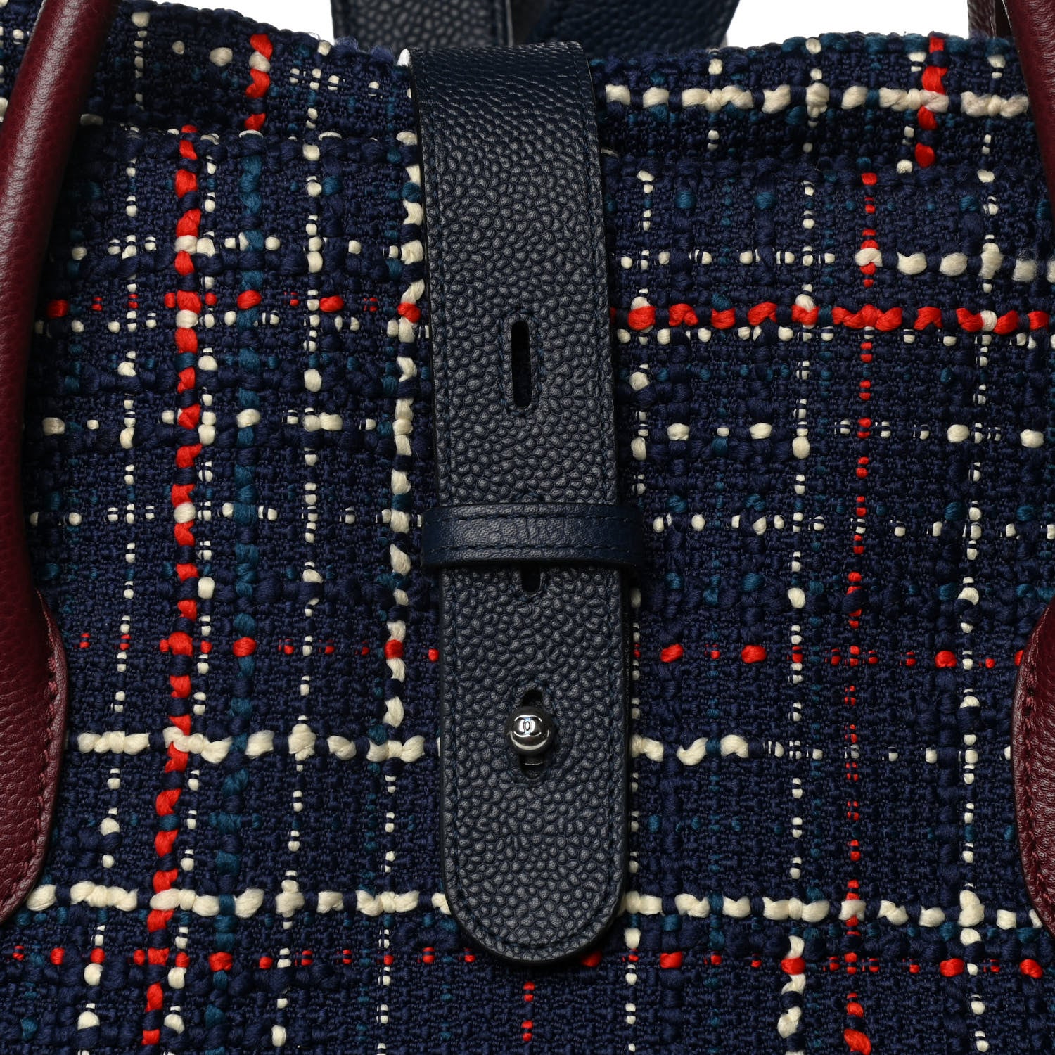 Chanel Tweed Crest Trip Backpack Navy Burgundy 7 of 11