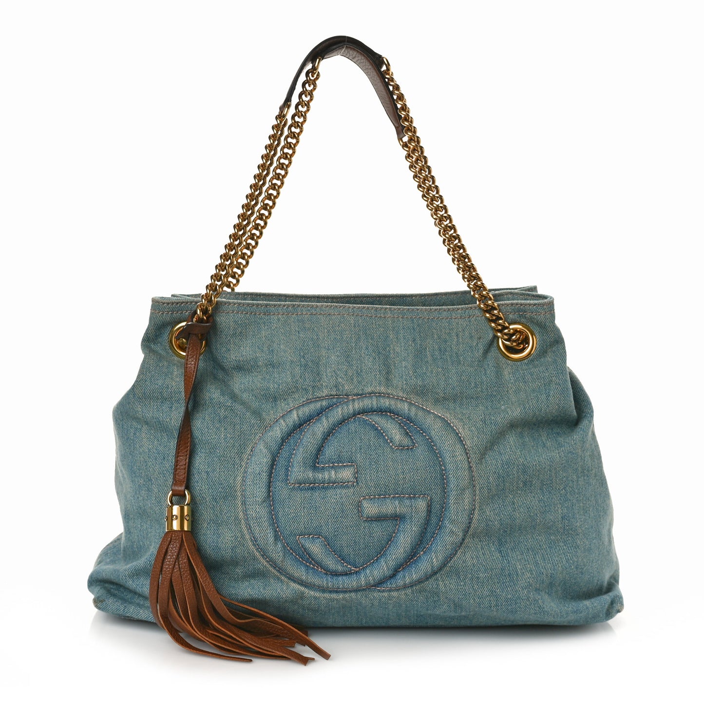 Denim Medium Soho Chain Shoulder Bag Blue