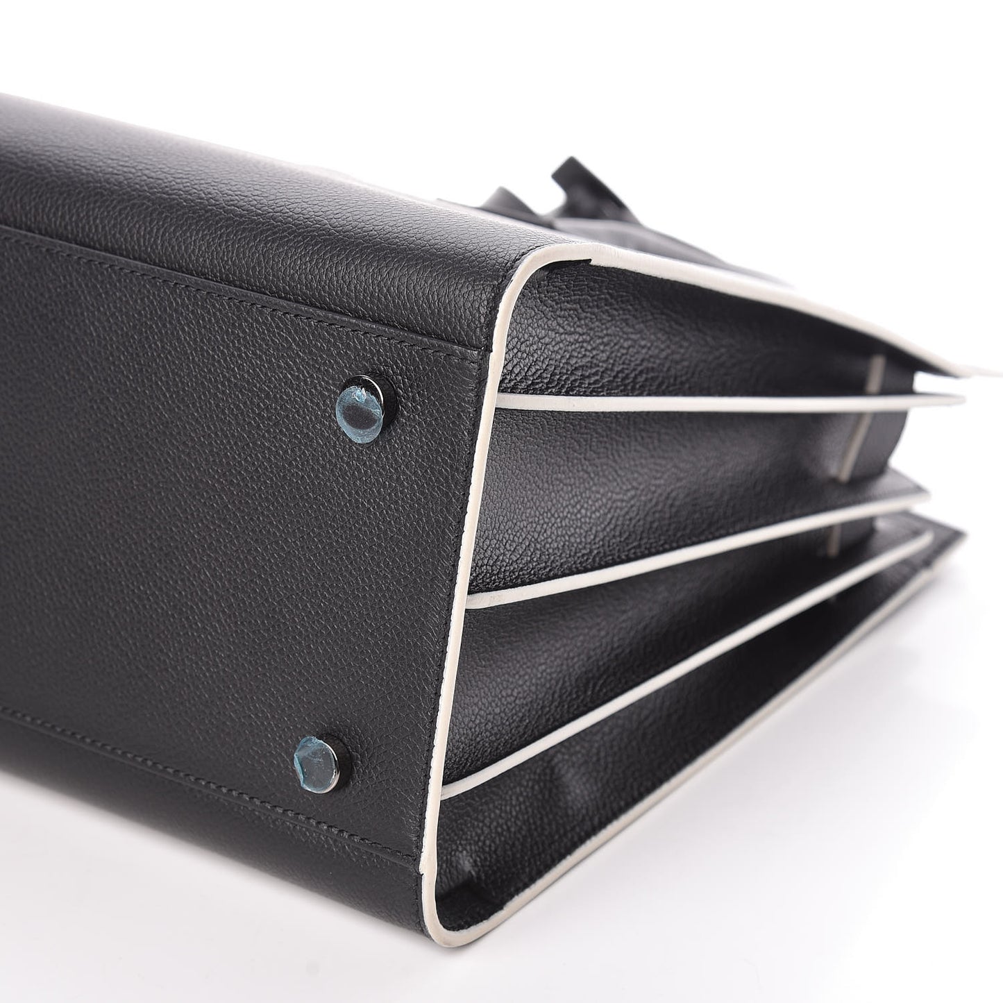 Grained Calfskin Topstitch Small Sac De Jour Black Porcelain