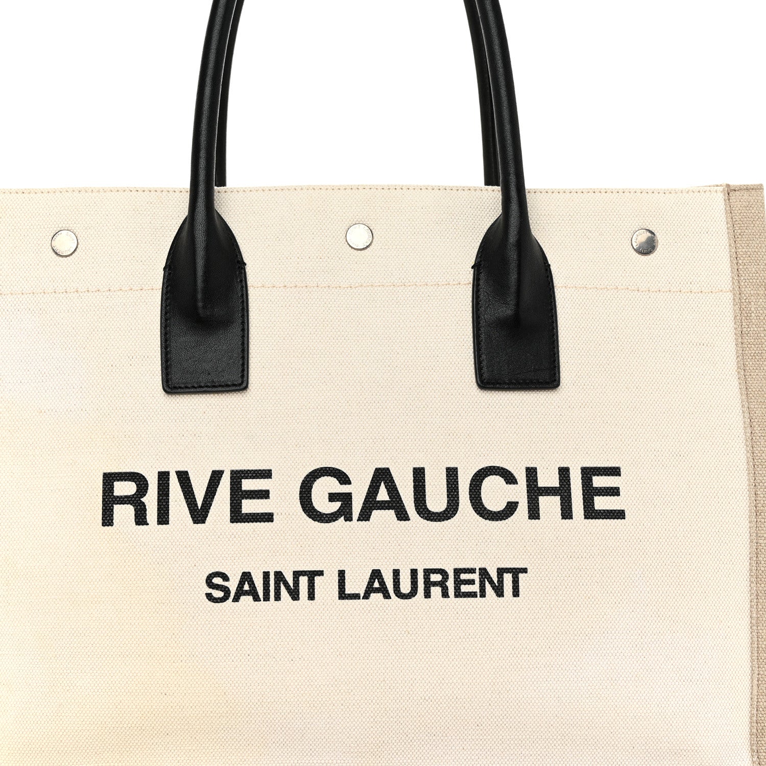 Saint Laurent Linen Calfskin Small Rive Gauche Tote Greggio Natural 8 of 12