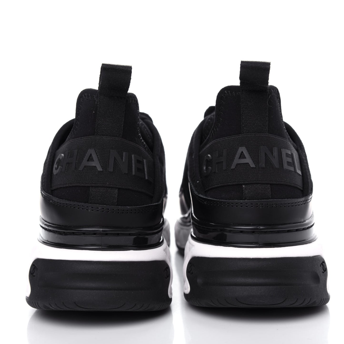 Velvet Calfskin Mixed Fibers CC Sneakers 38.5 Black