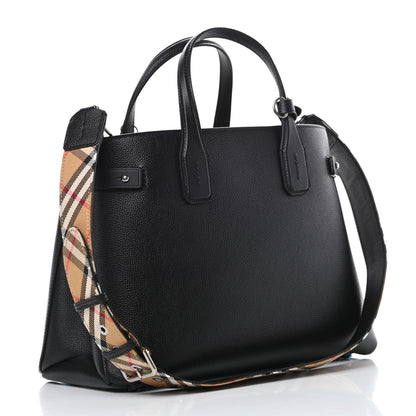 Burberry Derby Calfskin House Check Medium Banner Tote Black 3 of 12