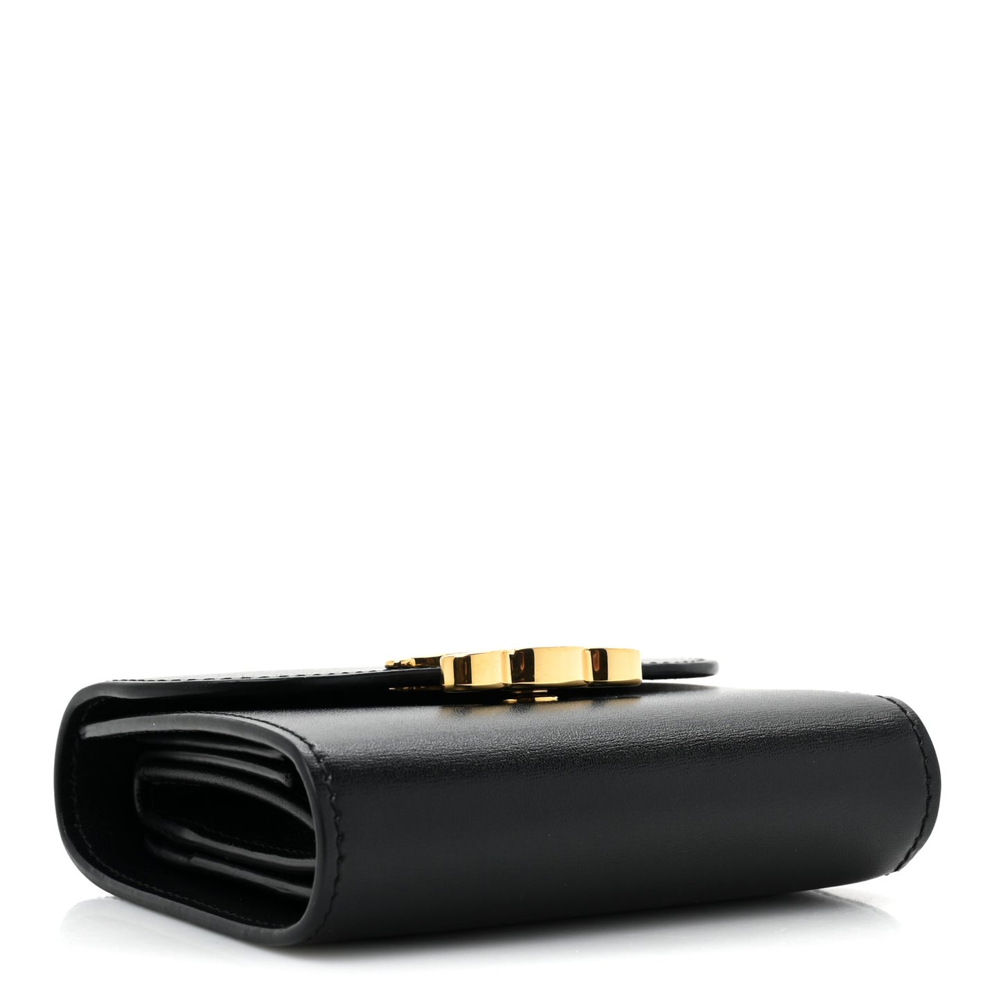 Shiny Calfskin Small Triomphe Wallet Black