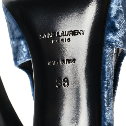 Saint Laurent Velvet Tom 90 Dream Slingback Pumps 38 Denim 7 of 9