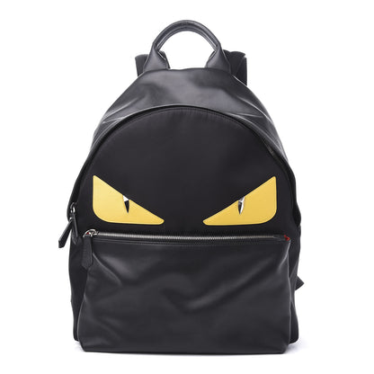 Fendi Nylon Vitello Liberty Vitello Dolce Monster Eyes Rounded Backpack Black Sunflower 1 of 8
