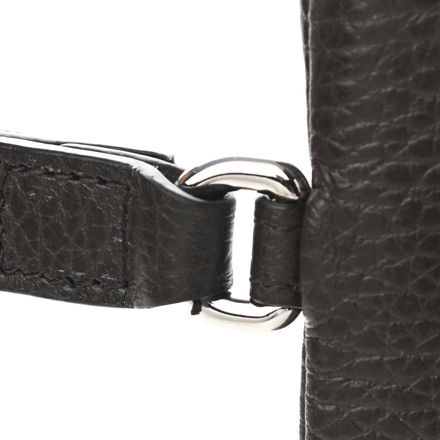 Grained Calfskin Zip Wristlet Pouch Brown