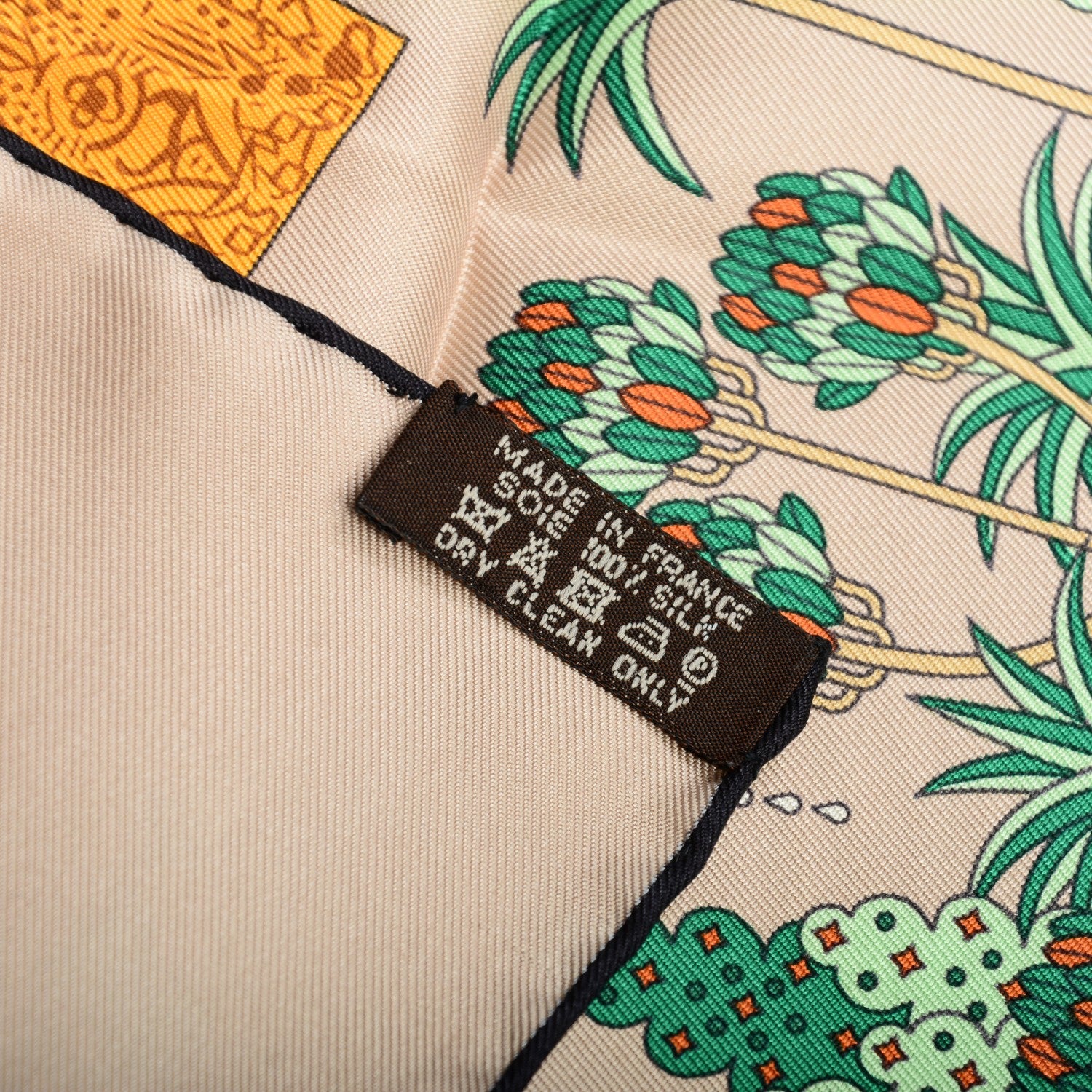 Hermes Silk La Maizeon Des Carres 90 Scarf Beige Orange Vert 6 of 6